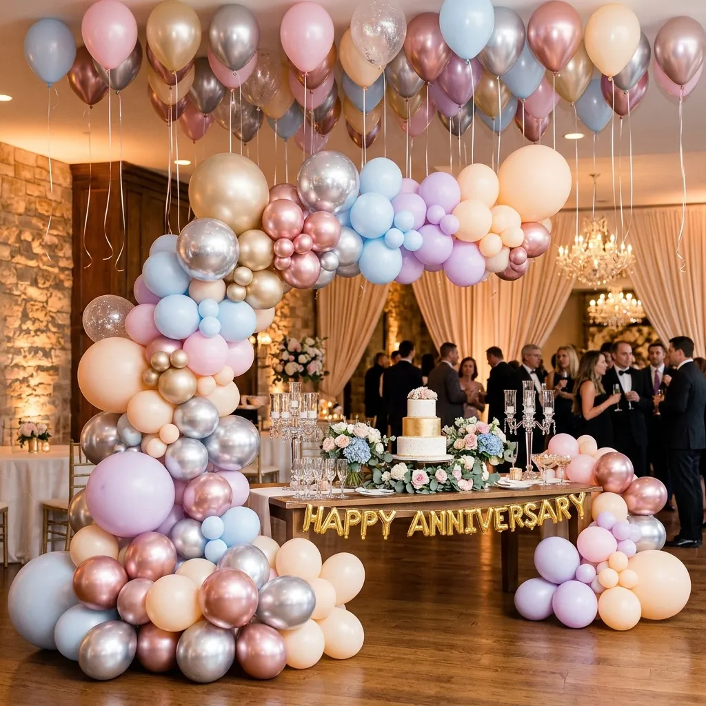 Baloane cu heliu în culori elegante pentru aniversare